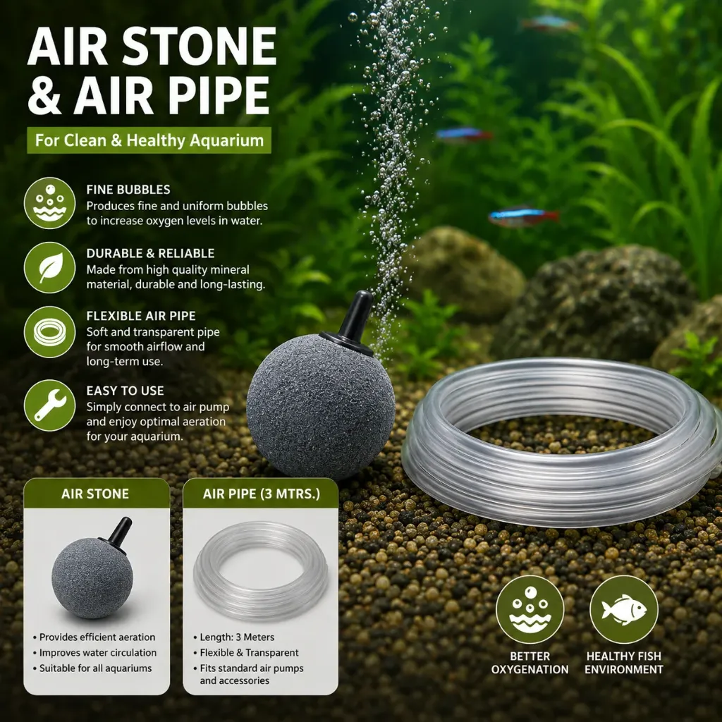 Aquarium Air Stone & Air Pipe Set (3 Meters)